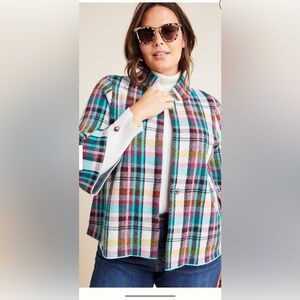 NWT Anthropologie size L Rosetta cropped plaid jacket